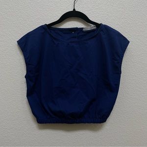 Everlane Navy Blue Bubble Crop Sleeveless Top Size XXS